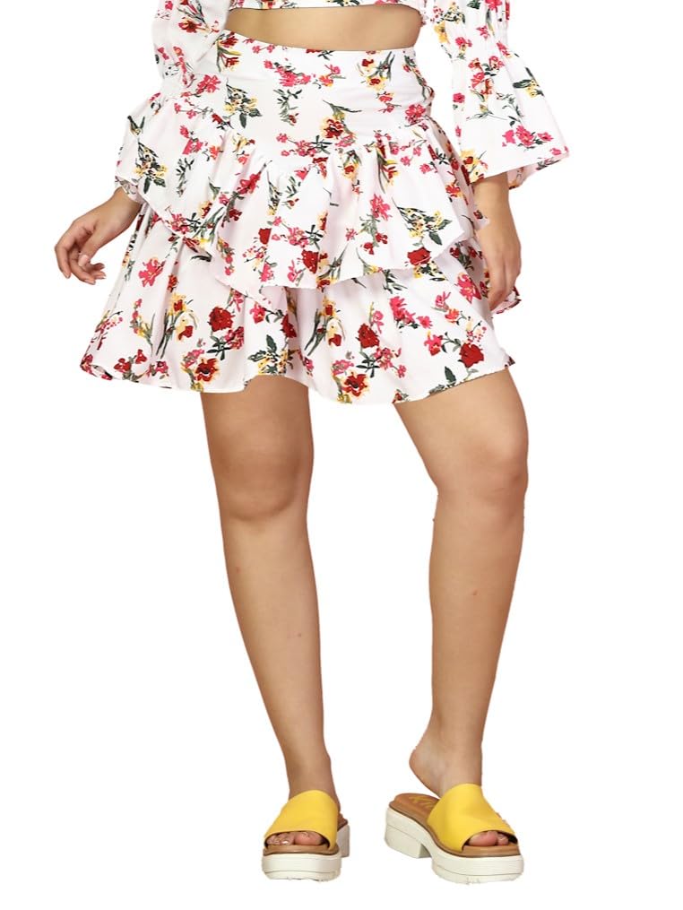 OOMPH! Mini Skirts for Women White - msk162