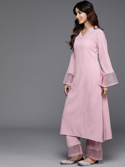 Varanga Women Pink Straight Kurta Paired With Tonal Bottom  Comfortable And Stylish Outfit For Various Occasions