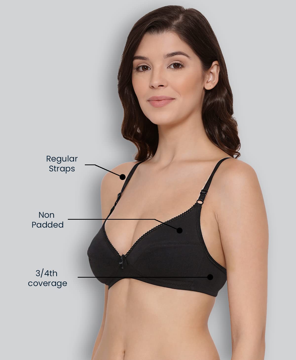Lyra Lux 501 Plunge Underwired Everyday Bra (Black)