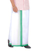 Prakasam Cotton MenS Double White Dhoti With Dobby Design Border (1.30 X 3.60 Meter)