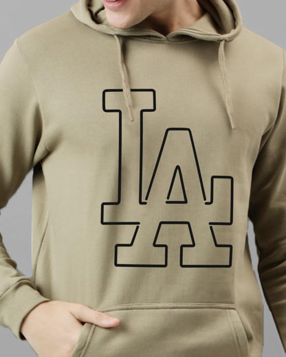 ADRO Mens Cotton Neck Hooded Sweatshirt (H24-LA-BE_Beige