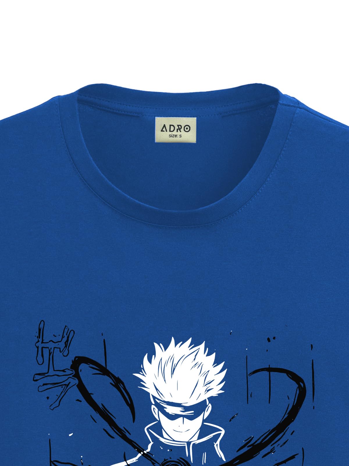 ADRO Mens Anime T Shirt - Premium Cotton Anime Gojo Tshirt - Perfect for Anime Fans Print and Comfortable Fit Royal Blue T-Shirt