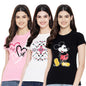 Preneum Womens Cotton Regular Fit Latest Graphic Stylish Printed Short Sleeves Casual T-Shirt || Trend & Style (Pack 3), Pink &