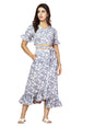 Oomph! Crepe Crop Top And Skirt Set For Women, Grey - Coord_Mt888Msk196