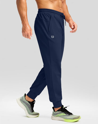 CB-COLEBROOK Mens Fleece Joggers with Zipper Pockets Solid TreckPants Water Resistant Athletic Workout Gym Sweatpants for Men (