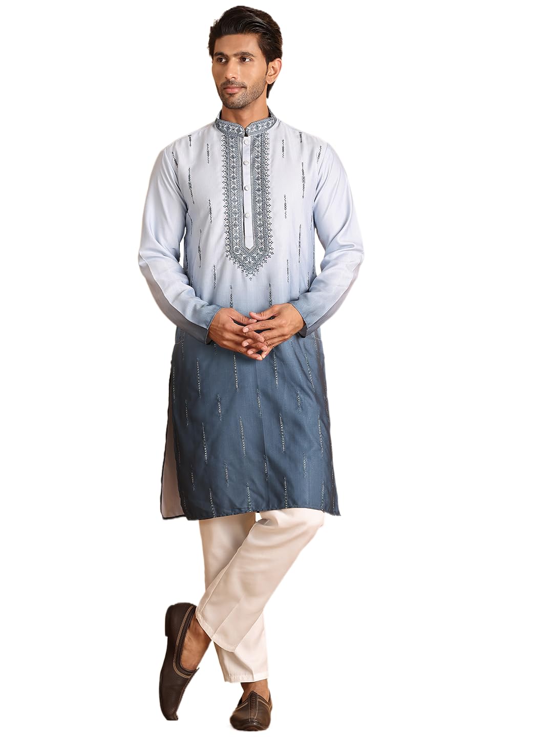 Jompers Mens Ombre Printed Straght Kurta Pyjama Set