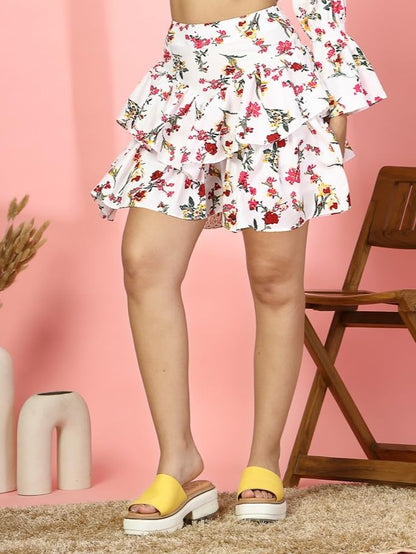 OOMPH! Mini Skirts for Women White - msk162