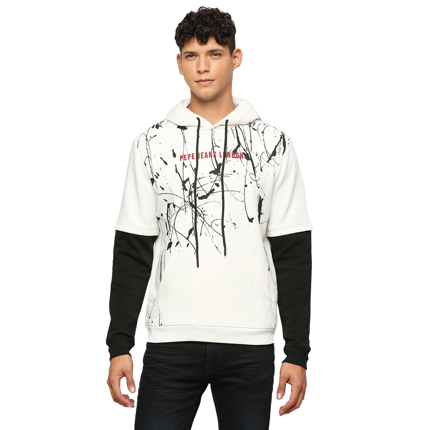 Pepe Jeans MenS Cotton Blend Hooded Neck Sweatshirt (Pm582707_Off White