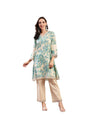 Stylum Womens Sky Blue Floral Printed Cotton Kurti Pant Set