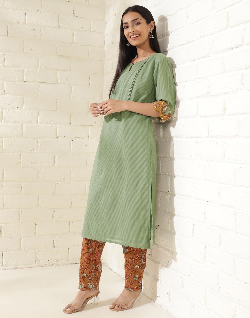 Fabindia Rust Cotton Hand Block Printed Kurta & Pant Set