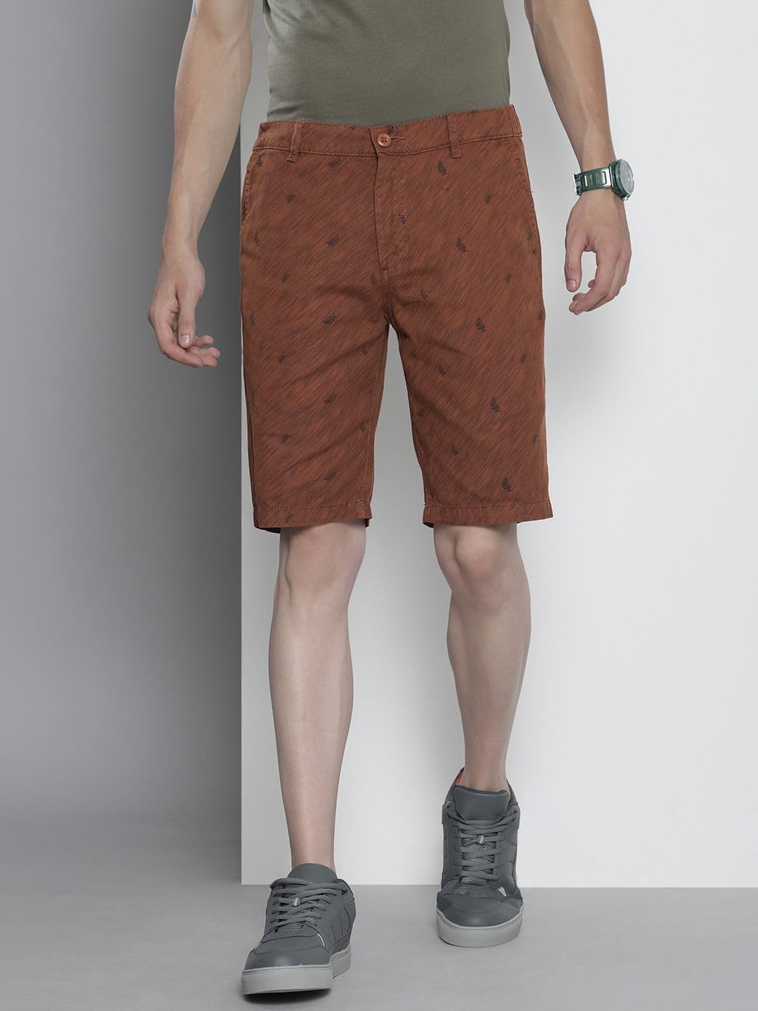 The Indian Garage Co Men Slim Fit Printed Mid-Rise Shorts