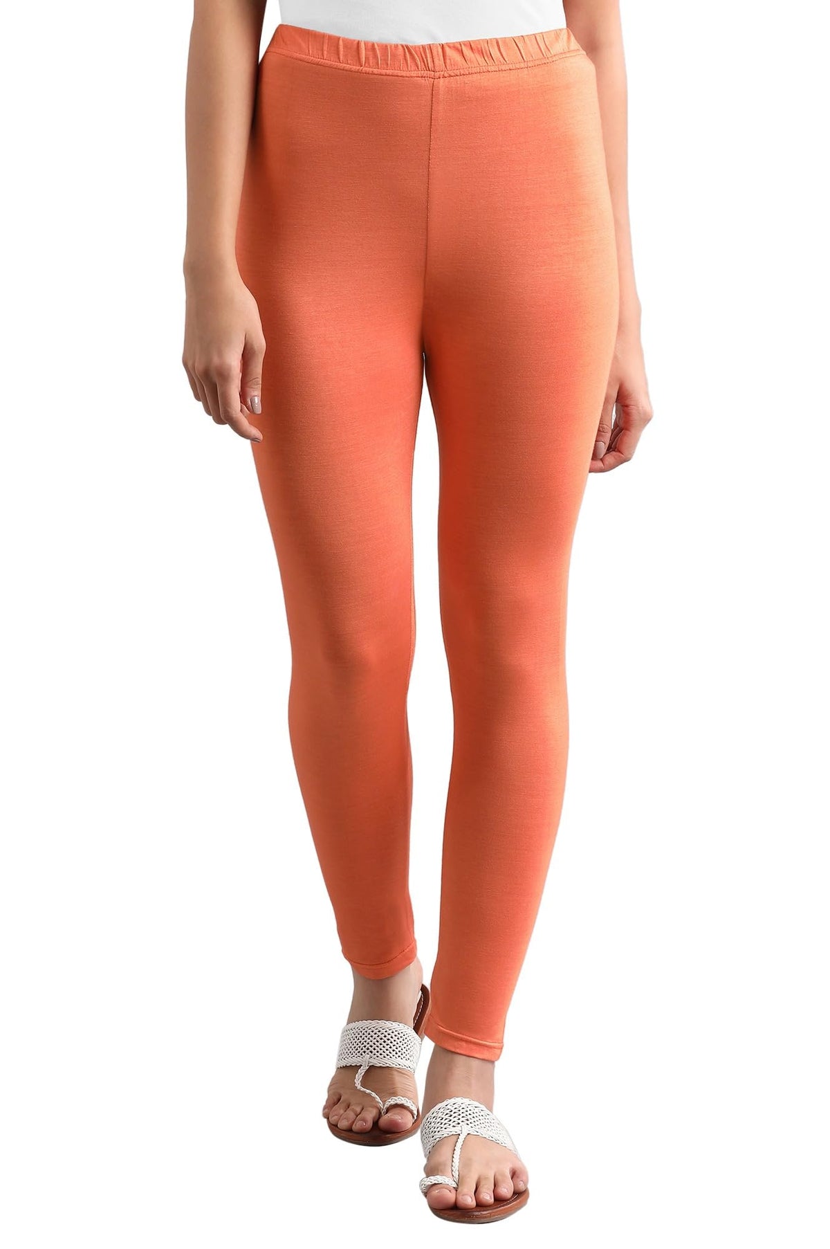 Aurelia Women Skinny Fit Viscose Lycra Tights (20Fea60019-601217_Orange_X-Large_Orange_Xl)