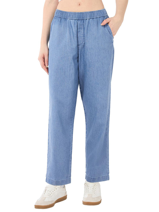 Bewakoof Womens Solid Regular Fit Denim Jeans_691837_Blue_30