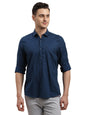 Turtle Men 100% Cotton Solid Slim Fit Blue Casual Shirt