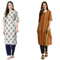Pinkmint Straight Printed Kurti Party WERA Kurti Kurta Pant Set (Pack of 2) Blue-Orange