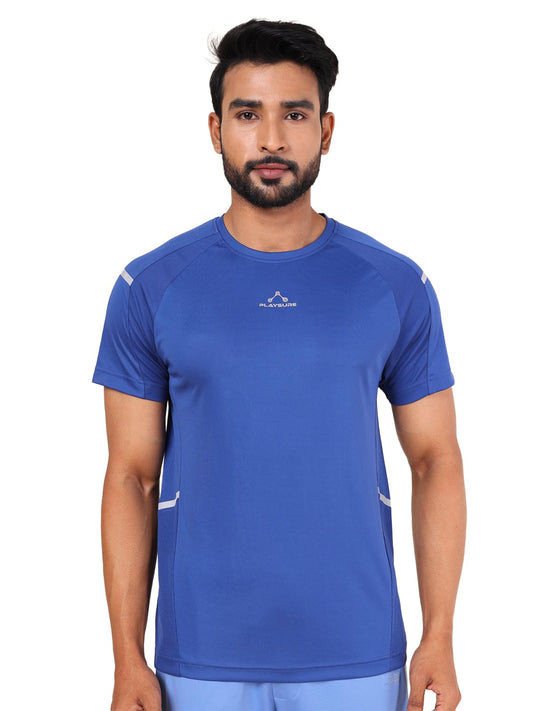 Rupa Colors Mens PLAYSURE Dry FIT Raglan Sleeve Round Neck Activewear T-Shirt | 100% Polyester Fabric | Reflective Logo | Regula