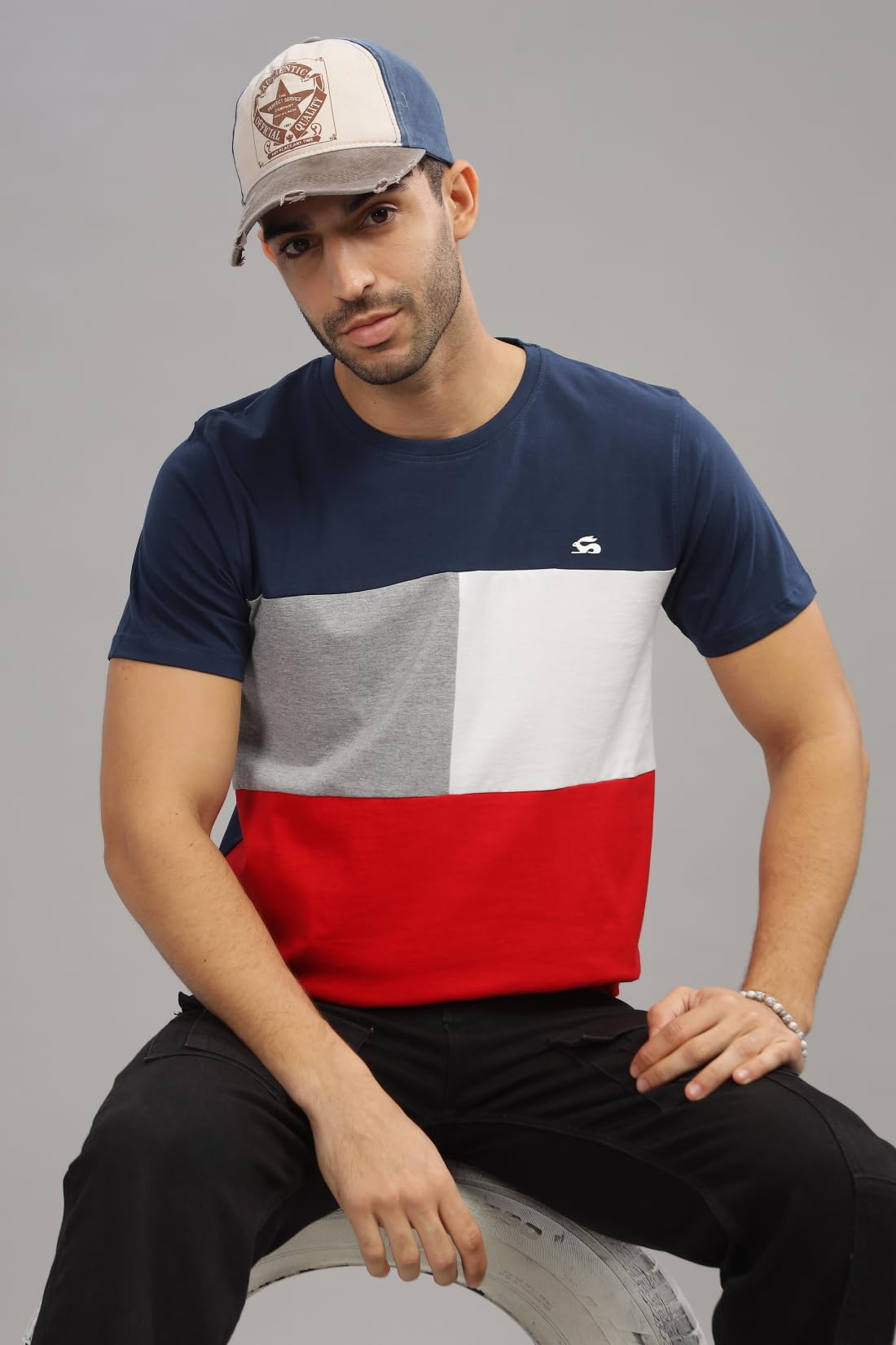 ADRO Tshirt for MenMulti Color T-Shirt for MenCotton T-ShirtMens TshirtRN8-24-NBGRRD