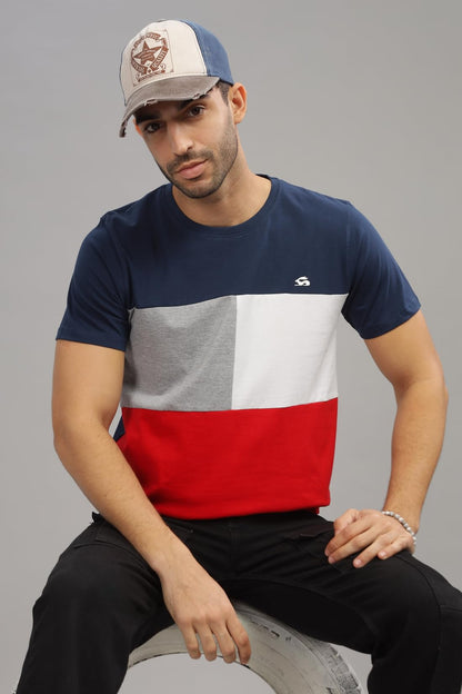 ADRO Tshirt for MenMulti Color T-Shirt for MenCotton T-ShirtMens TshirtRN8-24-NBGRRD