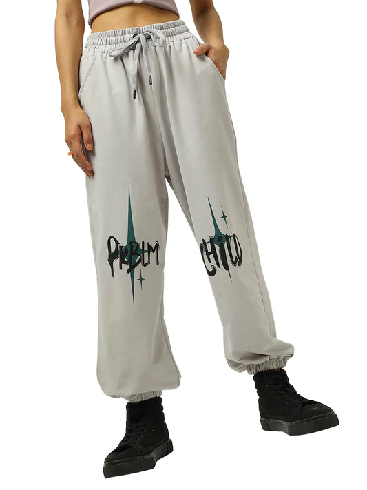 Bewakoof Womens Mid Rise Graphic Printed Super Loose Joggers_584750_Blue_S