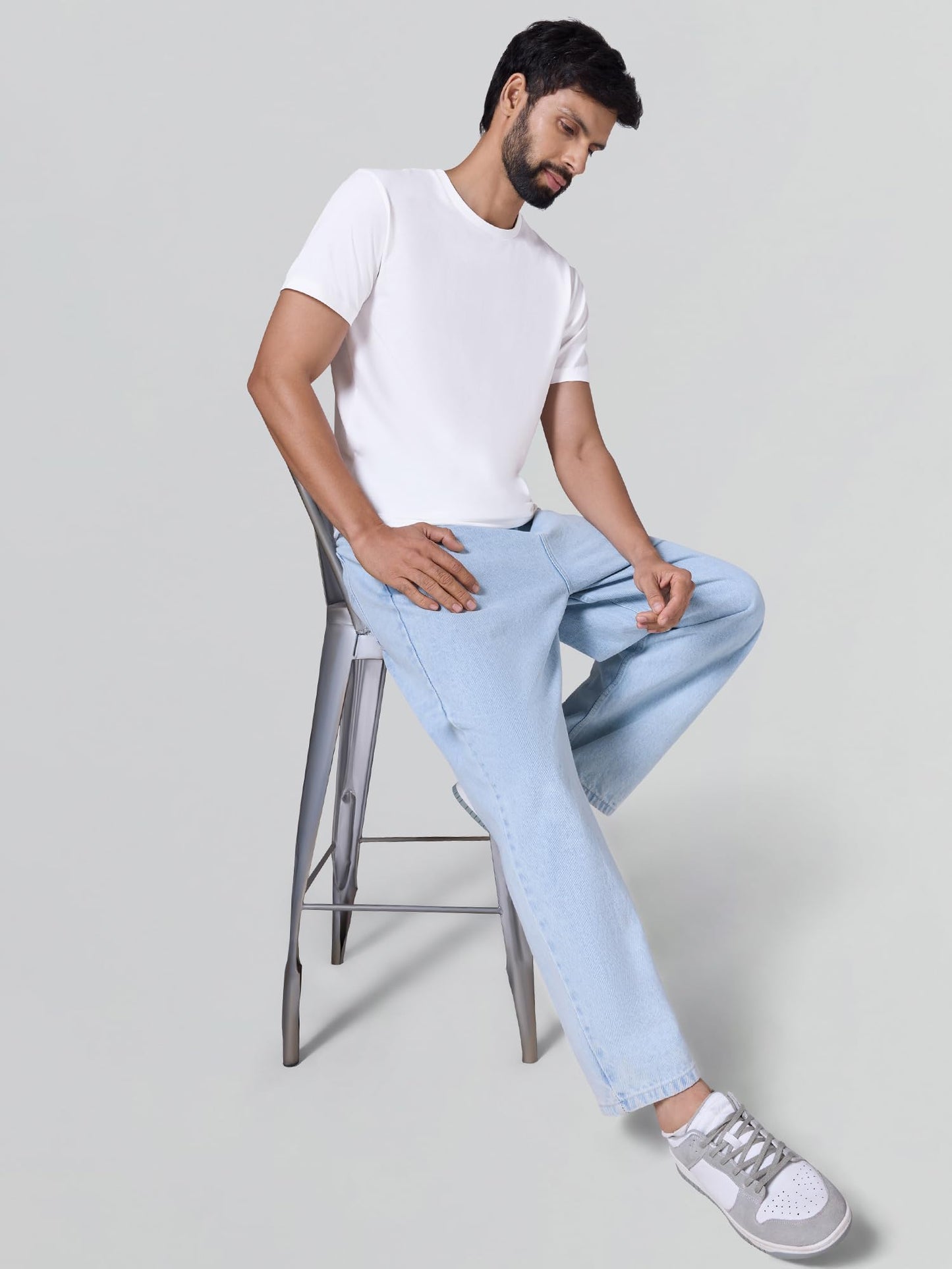 XYXX Iconique Mens Solid Supima Cotton T-Shirt | Round Neck Tshirts | Half Sleeves | Solid-Regular Fit | Polar White