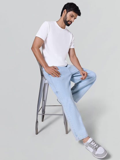 XYXX Iconique Mens Solid Supima Cotton T-Shirt | Round Neck Tshirts | Half Sleeves | Solid-Regular Fit | Polar White