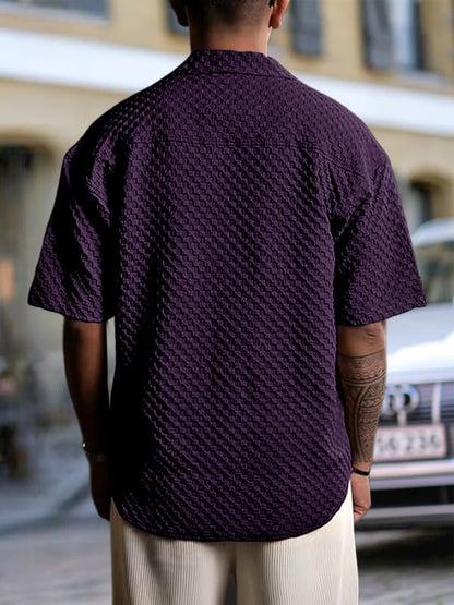 Pinkmint Bubble Textured Shirt for Men ll Half Sleeve Stylish Button Down Shirts ll Mens Pocket Shirt (Pack of 1) Wine