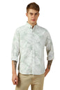 Dennis Lingo Men Green Printed Relaxed Fit Full Sleeve Button Down Collar Casual Shirt