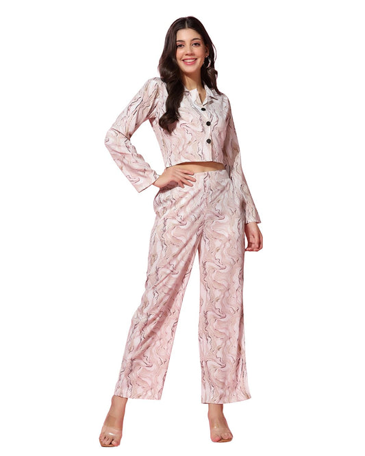 Tagdo Women'S Co-Ords Printed Dress Set (Shirt-Pair-5150-Brown-Xxl)