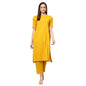 idaLia Mustard Straight Cotton Solid Kurta Set for Women Stylish Boat Neck Design Kurta Set with Pant
