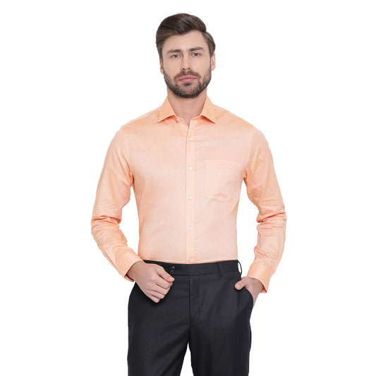 Turtle Men 100% Cotton Orange Solid Slim Fit Formal Shirt