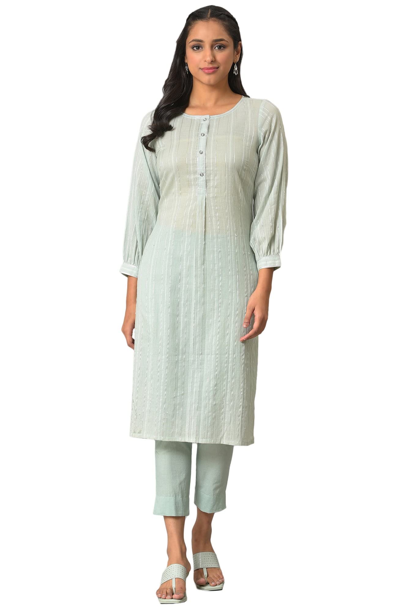 Aqua Green Leno Stripe Kurta