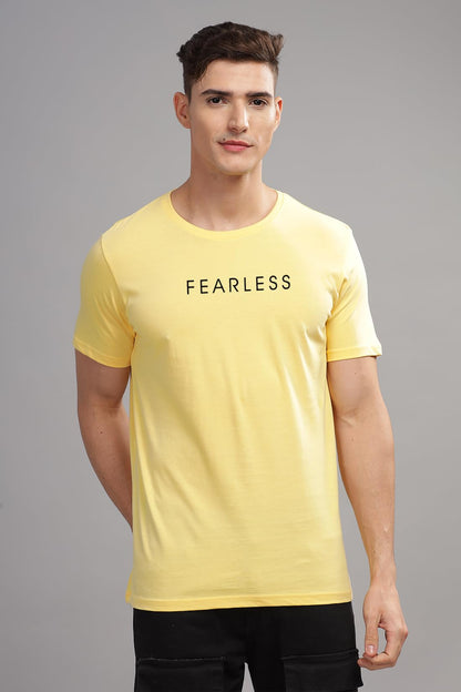 ADRO Mens Solid Regular Fit T-Shirt (RN24-FRL-LY_Light Yellow