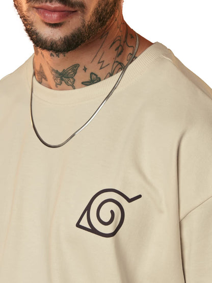 The Souled Store| Official Naruto: Yin-Yang Mens and Boys T-Shirts|Half Sleeve|Oversized fit Graphic Printed|100% Cotton Off Whi