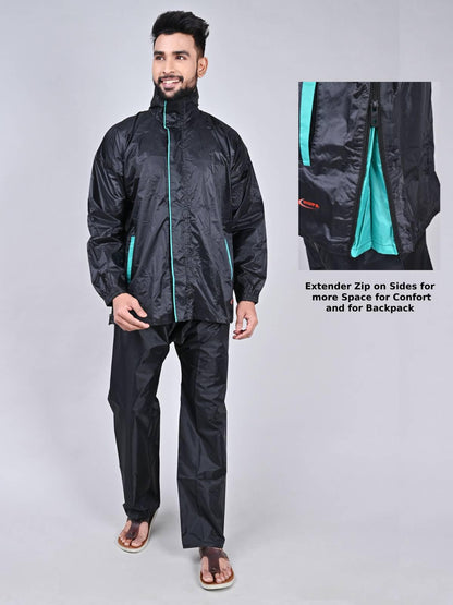 Rupa Rainwear for Men, Deluxe Collection, Waterproof PVC Rain Jacket with Pants and Carry Bag, Pack of 1