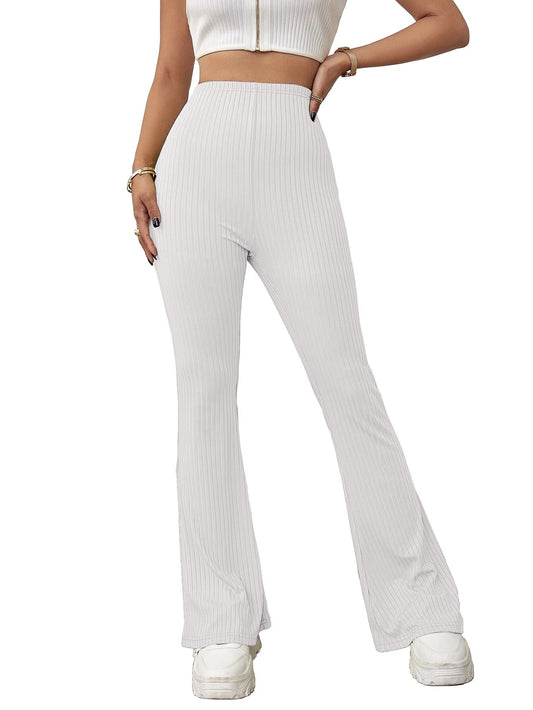 Shasmi White Womens Yoga Dress Pants Stretchy Work Slacks Business Casual Office Flare Bell-Bottom/Boot-Cut Elastic Waist Regul
