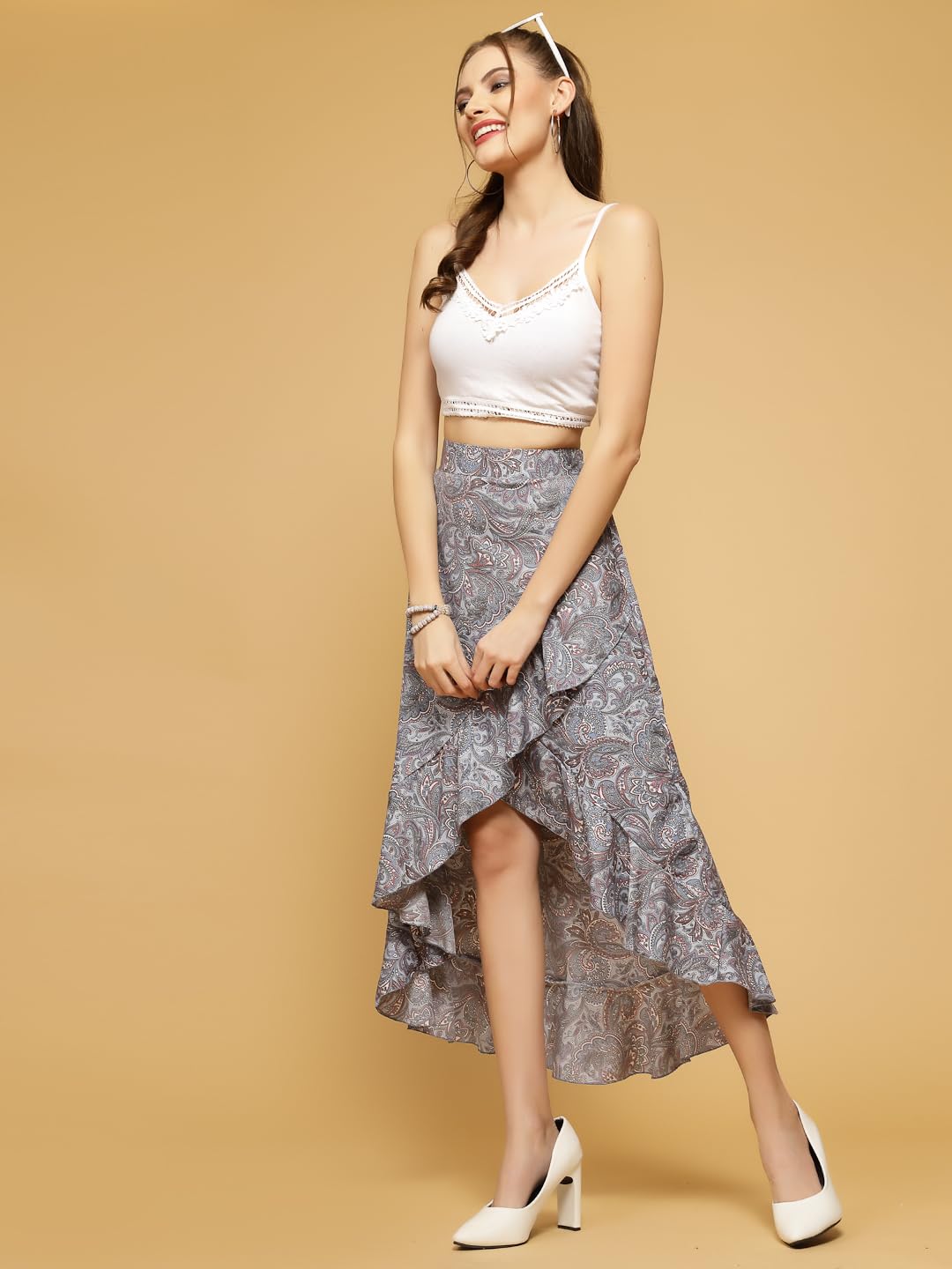 OOMPH! Long Skirts for Women Grey - msk071