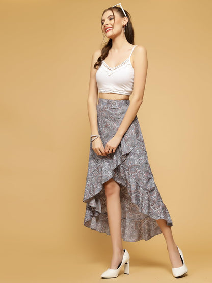 OOMPH! Long Skirts for Women Grey - msk071