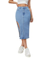 Greciilooks Denim Cotton Western Skirt Women Dark Blue