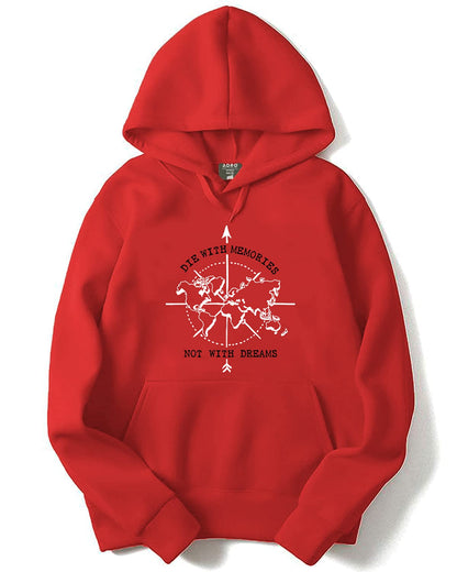 ADRO Men's Cotton Neck Hooded Sweatshirt (H21-M-DIE-RD_Red)