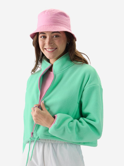 The Souled Store Muted Mauve Bandana Women and Girls Long Sleeve Zipper Front Oversized Fit Cropped Jackets Jackets Winter Coats