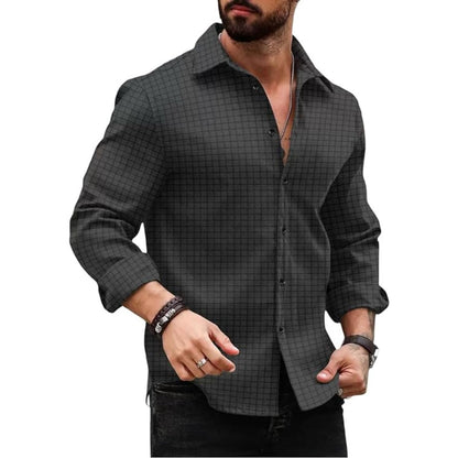 Deelmo MenS Regular Fit Checks Pattern Polyester Blend Shirt With Collared Neck Long Sleeve And Standard Length | Shirt For Man