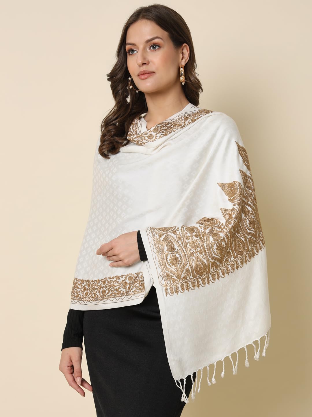 Pashmoda Women Zarbaft Embroidered Stole (Size 71X203 CM)