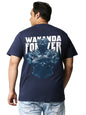 Bewakoof Official Marvel Merchandise Black Panther Mens Graphic Print Oversized Fit Half Sleeve Round Neck Cotton Plus Size T-S