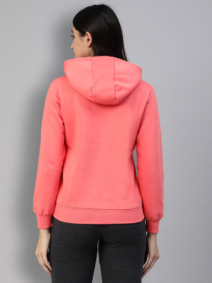 Lyra Women Zipper Hooded Sweatshirt Pink