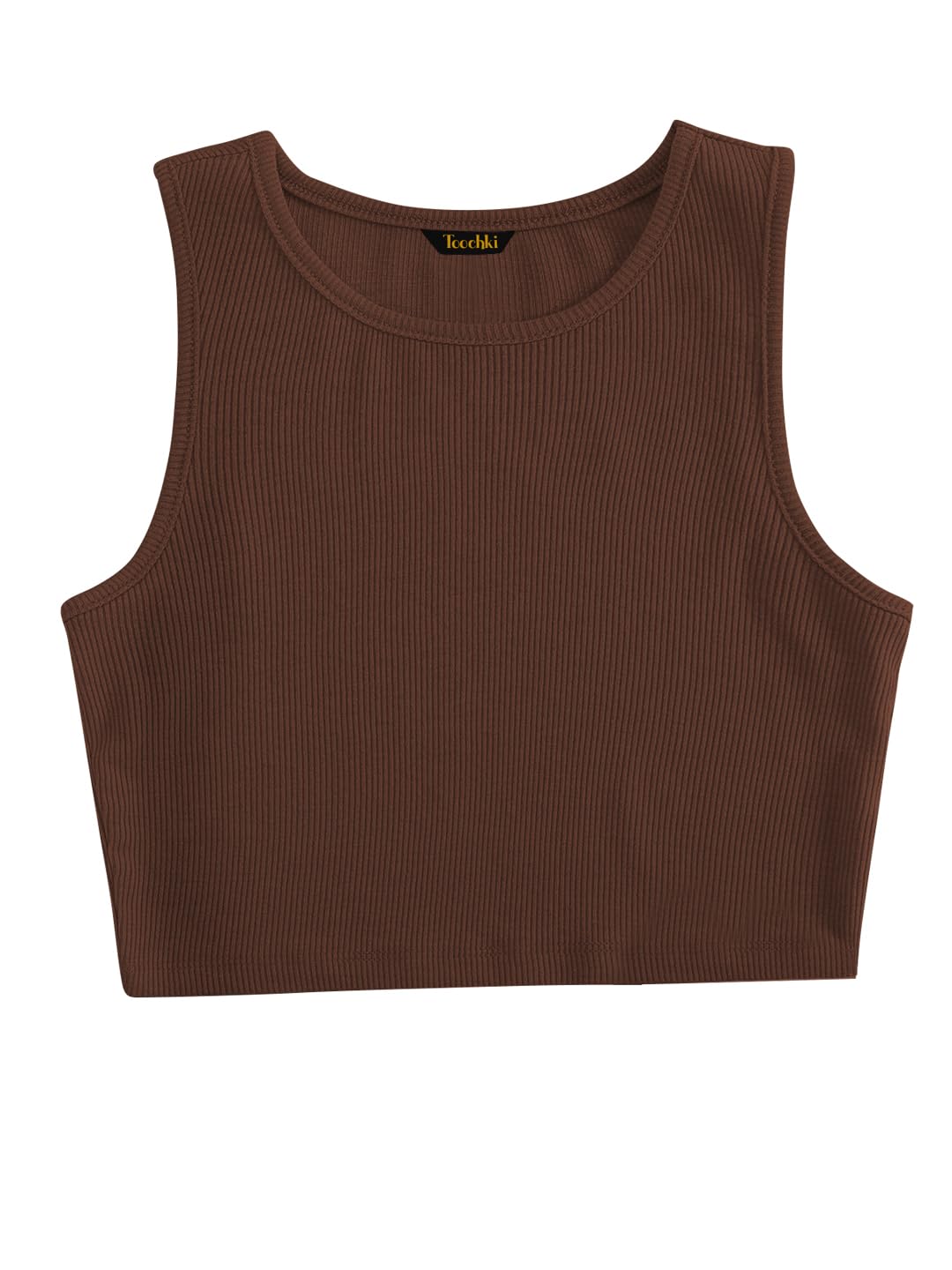 Toochki Tops for Woman | Spandex Top | Crop | Short | Western | for Jeans | Sleeveless | Stretchable | Brown
