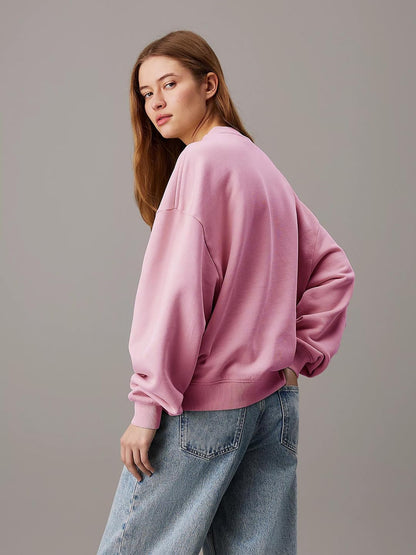 Kotty WomenS Fleece Sweatshirt Solid Pattern With Classic Round Neck(Pink,Xl)