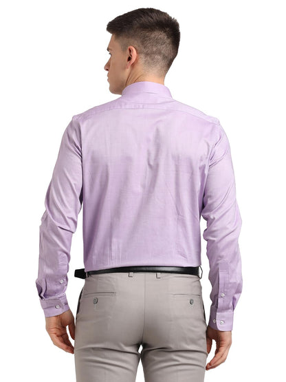 Turtle Men 100% Cotton Purple Solid Slim Fit Full Sleeve Formal Shirt