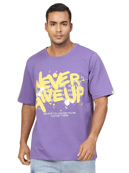 Rigo Terry Printed Oversized T-Shirt for Men | Drop Shoulder, Half Sleeves T-Shirt for Men | Oversized Baggy Fit T-Shirt for Men