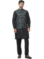 Jompers Mens Embossed Nehru Jacket With Solid Kurta Pyjama Set