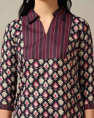 TOPLOT Ladies Kurta Pant Set, Cotton Blend, Printed, Medium, Wine, Model Kurta-Pant-5175-Wine-M